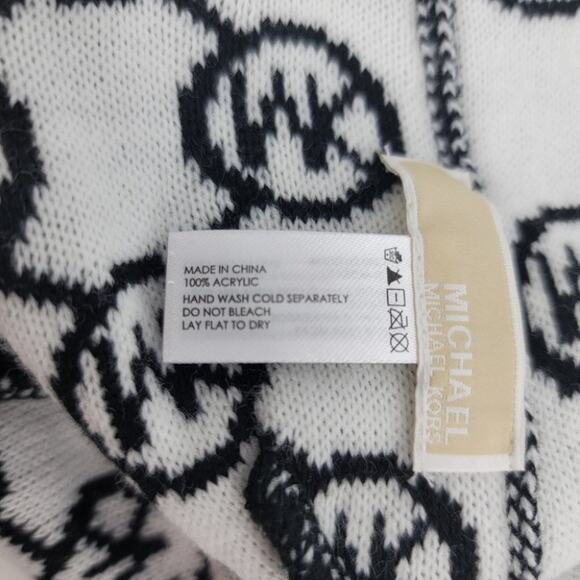 Michael Michael Kors Monogram Logo Ribbed Cuff Knit One Size Beanie - Picture 3 of 4